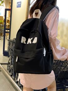 Ba lô Cổ điển Với Chữ cái Patch Đồ trang trí , Dung tích , Phù hợp Đối với 15.7'' Máy tính xách tay - màu đen - Xem 4