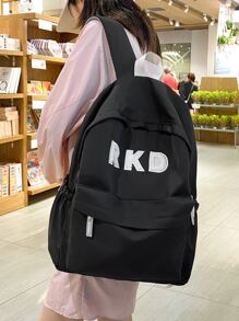 Ba lô Cổ điển Với Chữ cái Patch Đồ trang trí , Dung tích , Phù hợp Đối với 15.7'' Máy tính xách tay - màu đen - Xem 1