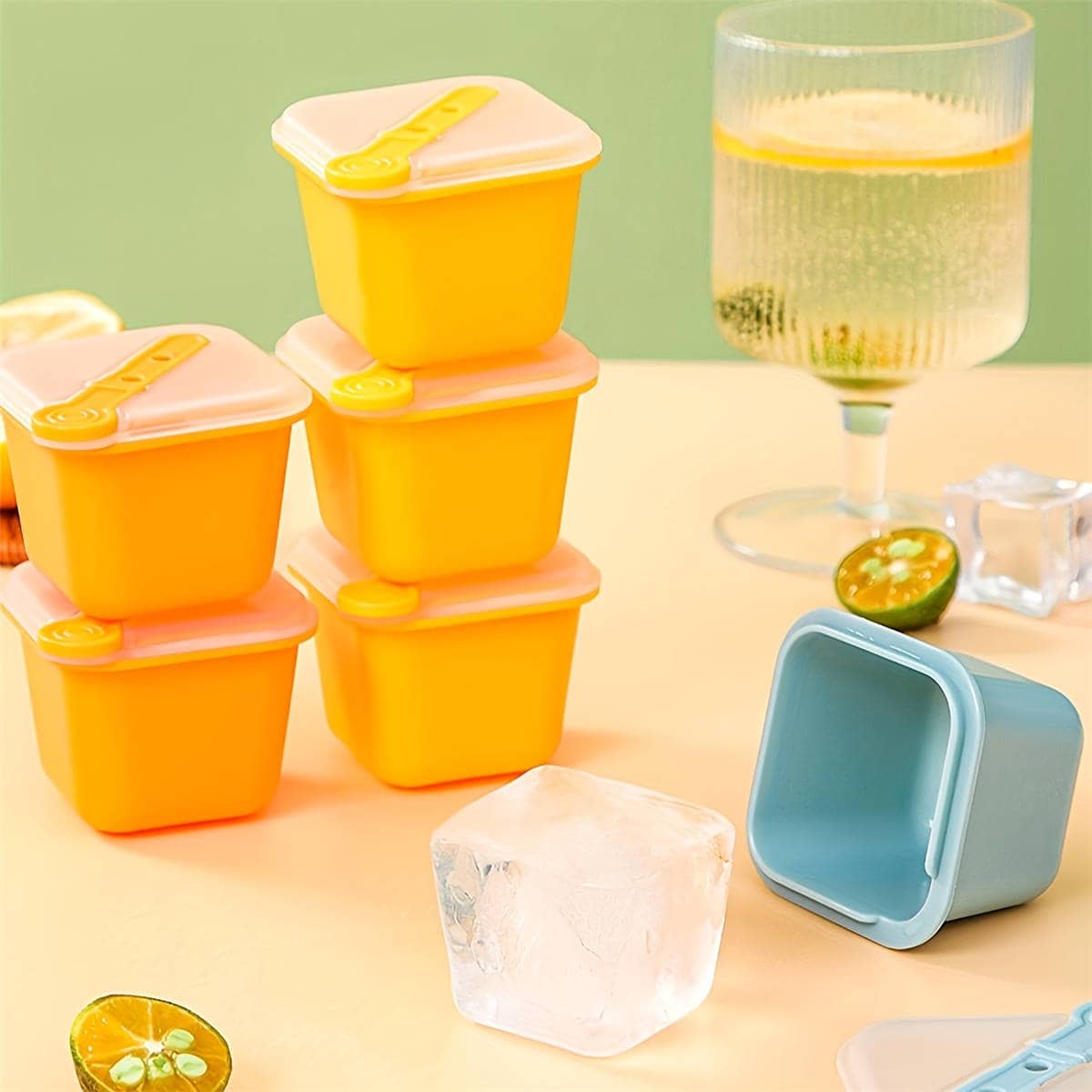 6 piezas/set Cubo de hielo de color al azar creativo cuadrado - Multicolor - Ver 1