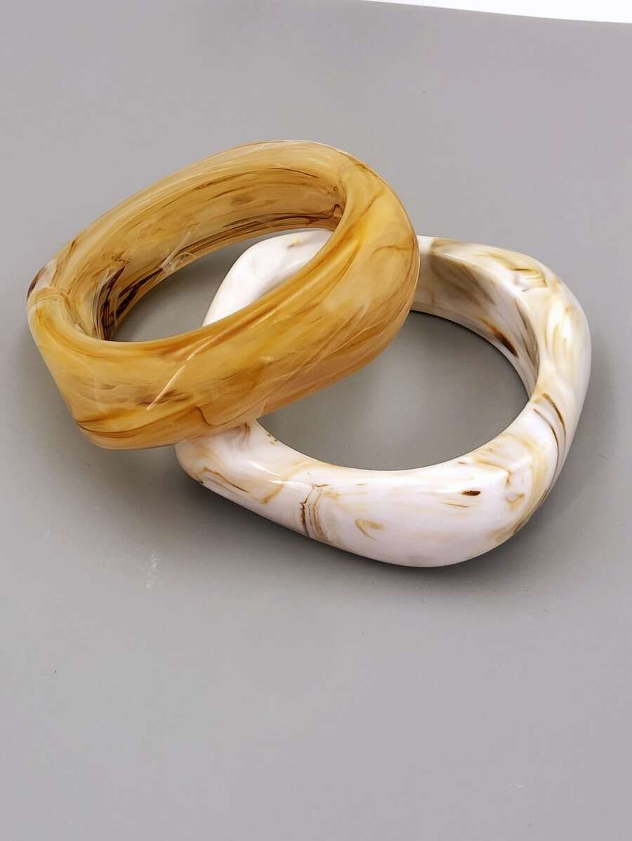 Vòng tay hoa văn bằng đá cẩm thạch Bohemian cho phụ nữ để làm quà tặng - Màu be - Xem 1