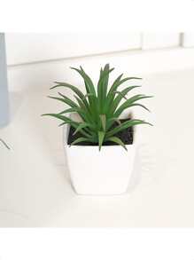 6入組迷你植物小盆栽,擬真多肉植物綠色植物小盆栽,塑膠白色盆,合適適用於台式機窗戶書架裝飾用品 - 杏色 - 查看 8