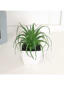 6入組迷你植物小盆栽,擬真多肉植物綠色植物小盆栽,塑膠白色盆,合適適用於台式機窗戶書架裝飾用品 - 杏色 - 查看 9