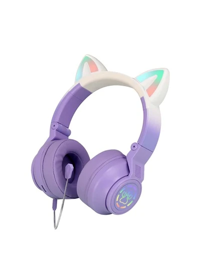 Auriculares Bluetooth inalámbricos jst - 26 lindos oídos de gato luminosos auriculares deportivos estereofonicos plegables