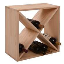 24 Bottle Modular Wine Rack, Stackable Wine Storage Cube for Bar Cellar Kitchen Dining Room, Burlywood - Redwood - View 3