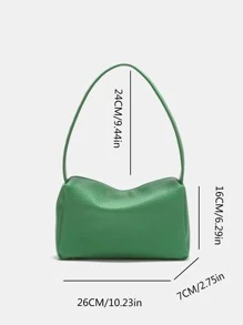 Soft Litchi Pattern Pu Leather Versatile Green Shoulder Bag - Green - View 2