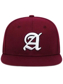 AR 1 Casquette Hip-hop Brodée De Lettre De Style Gothique Pour Hommes Pour Les Activités De Plein Air, Conception Réglable Et Protection Solaire, Adaptée Aux Voyages De Printemps Et D'automne Et Aux Vacances À La Plage - Rouge foncé - Voir 2