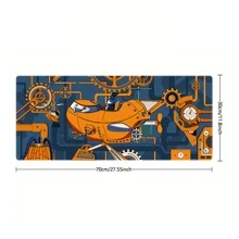 游戏大号鼠标垫加厚抽象70x30Cm（27.5*11.8英寸）3mm厚电脑桌垫防滑橡胶办公地毯 - 藍色 - 查看 2