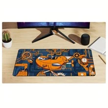 游戏大号鼠标垫加厚抽象70x30Cm（27.5*11.8英寸）3mm厚电脑桌垫防滑橡胶办公地毯 - 藍色 - 查看 3