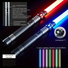 Upgrade Version 7-color Light Saber Two-in-One Metal Light Sword Rechargeable Toy