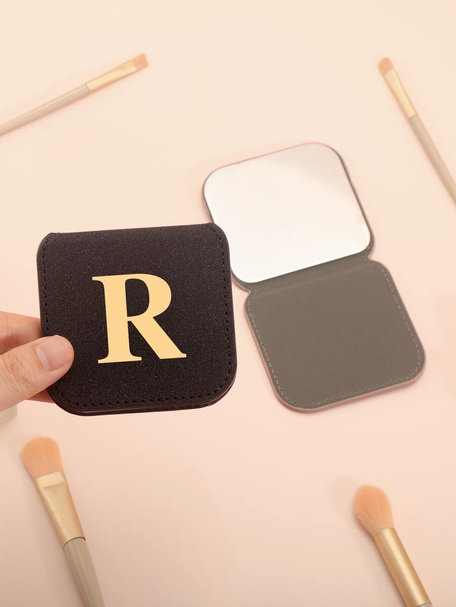 镀金字母 R 化妆镜 适合女性、姐妹、朋友、女孩、女儿、妻子、周年纪念、生日礼物 1 件 - 黑色 - 查看 1