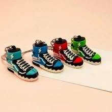 4pcs Creative Simulation Basketball Shoe Keychains, Fashionable Shark Sports Shoe Keychains, Bag Pendant Decoration, Small Gift - Multicolor - View 3