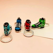 4pcs Creative Simulation Basketball Shoe Keychains, Fashionable Shark Sports Shoe Keychains, Bag Pendant Decoration, Small Gift - Multicolor - View 4