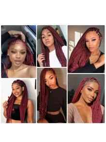 Halloween Trước Căng Tóc Bện 26 Inch Bện Không Thắt Nút Hộp Chuyên Nghiệp Tổng Hợp Móc Tự Nhiên EZ Bện - Màu Đỏ Sâu - Xem 6