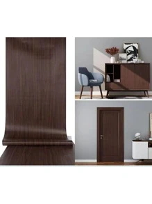 胡桃木紋黏貼紙，適用於櫥櫃的剝離和粘貼木紋牆紙，防水自粘木紋牆紙，可用於檯面、牆面和桌面 - 棕色 - 查看 2