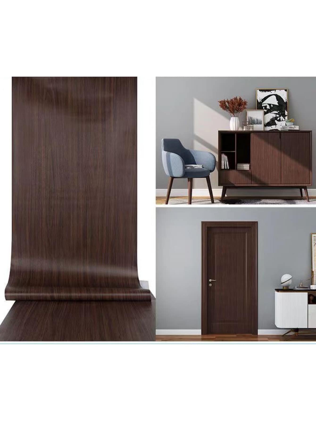 胡桃木紋黏貼紙，適用於櫥櫃的剝離和粘貼木紋牆紙，防水自粘木紋牆紙，可用於檯面、牆面和桌面