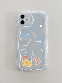 卡通熊图案透明手机壳，国际版，非国内版 - 無色 - 查看 5