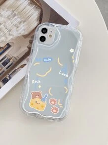 卡通熊图案透明手机壳，国际版，非国内版 - 無色 - 查看 2