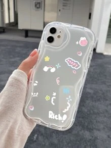 字母圖案透明手機殼 - 無色 - 查看 3