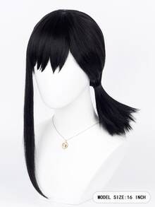 1入組女士素色短直筒服飾面部頭髮適用於角色扮演