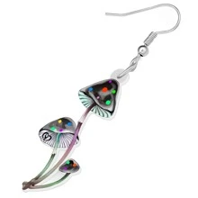 亞克力動漫蘑菇耳環吊飾珠寶可愛蘑菇禮物女士女孩吊飾 - 棕色 - 查看 4