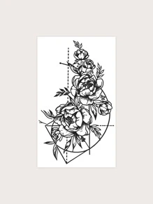 1 tờ Mô hình hoa Hình xăm dán tạm thời - màu đen - Xem 4