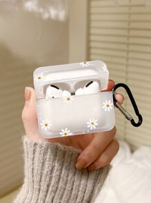 1 个黑色皱纹菊花印花防震耳机盒带挂绳，全边缘覆盖，男女通用创意设计兼容 Airpods 1/2、Airpods 3、Airpods Pro、Airpods Pro2、Airpods4；1 个透明皱纹菊花印花防震耳机盒带挂绳，全边缘覆盖，男女通用创意设计兼容 Airpods 1/2、Airpods 3、Airpods Pro、Airpods Pro2、Airpods4 - 白色 - 查看 1