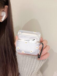 1 个黑色皱纹菊花印花防震耳机盒带挂绳，全边缘覆盖，男女通用创意设计兼容 Airpods 1/2、Airpods 3、Airpods Pro、Airpods Pro2、Airpods4；1 个透明皱纹菊花印花防震耳机盒带挂绳，全边缘覆盖，男女通用创意设计兼容 Airpods 1/2、Airpods 3、Airpods Pro、Airpods Pro2、Airpods4 - 白色 - 查看 3