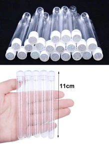 20入組可重複使用的睫毛刷筒,空白眉刷,可更換的防塵閃閃發光的鑽石化妝器容器 - 銀色 - 查看 3