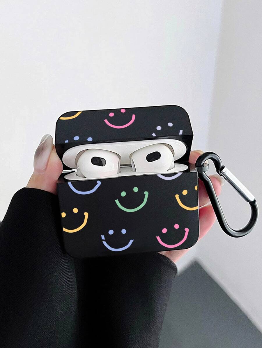 笑脸图案保护壳 兼容 AirPods 兼容 Airpods1/2 AirPods Pro - 黑色 - 查看 1
