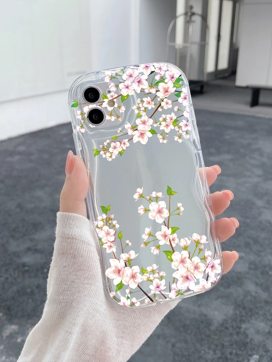 Floral Pattern Clear Phone Case - Clear - View 1