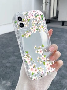 Floral Pattern Clear Phone Case - Clear - View 4