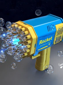 1入組泡泡機,40個孔泡泡槍帶閃光燈,適用於兒童玩具套裝的泡泡製造機,生日婚禮派對夏季泡泡玩具吹泡泡火箭發射器（不含電池和泡泡液）（部分配件可能隨機） - 藍色 - 查看 5