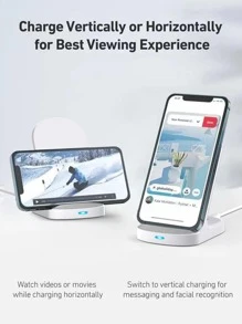 15W二合一无线充电器，兼容Qi无线充电智能手机，兼容 8/X/11/12/13/14/15/16系列无线充电 - 白色 - 查看 6