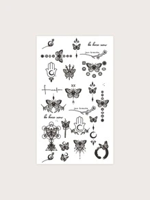 1pc Waterproof, Sweat-resistant, And Lasting For 7-14 Days, Multiple Ink Butterfly Style Tattoo Sticker - Black - View 2