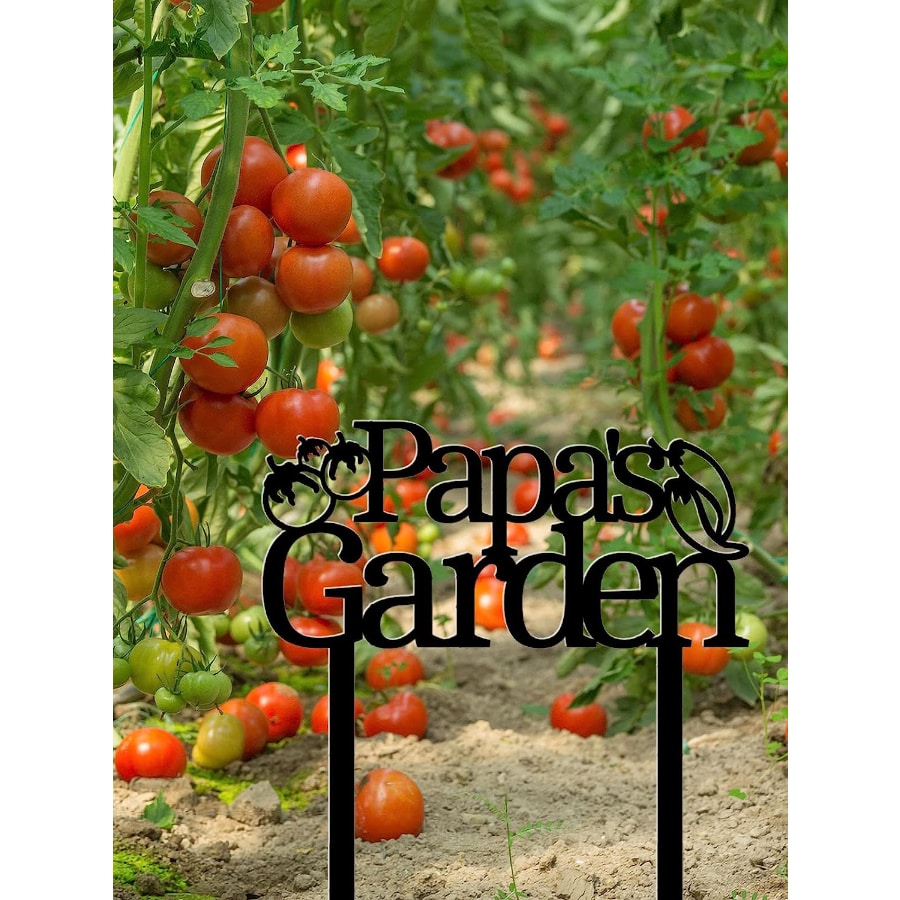 Gramp’s Papa’s Garden Sign, 16 Inch Metal Yard Stake Decorative Outdoor