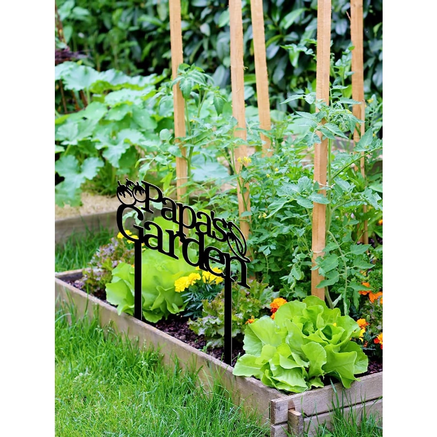 Gramp’s Papa’s Garden Sign, 16 Inch Metal Yard Stake Decorative Outdoor
