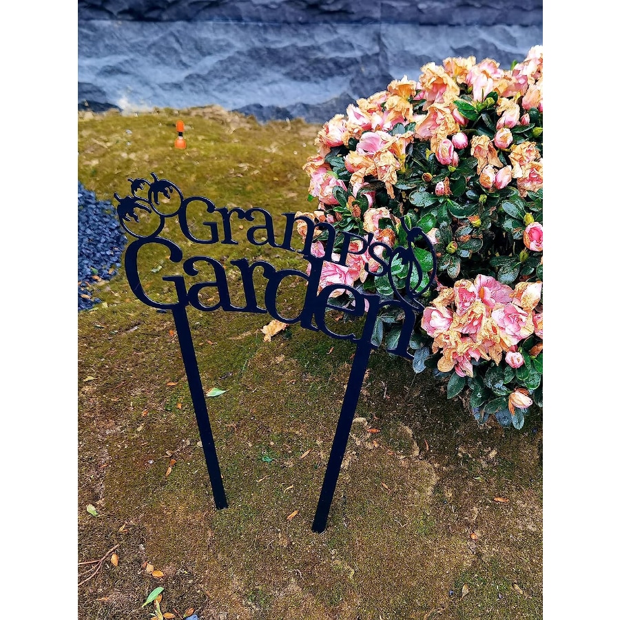Gramp’s Papa’s Garden Sign, 16 Inch Metal Yard Stake Decorative Outdoor