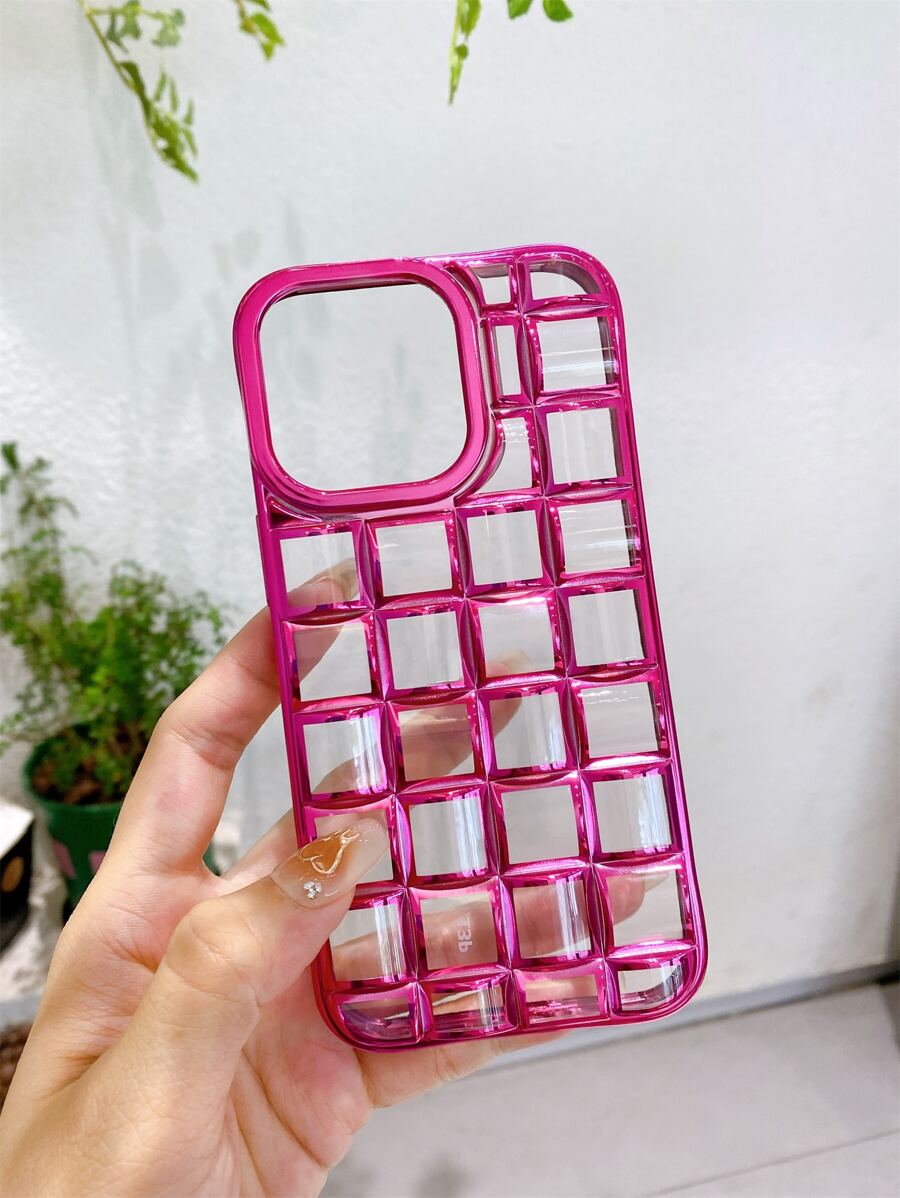 Plating Clear Phone Case - Hot Pink - View 1