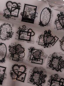 1box/100pcs Mixed Material Lace Themed Scrapbooking Stickers,School Supplies,Back To School