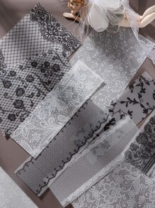 1box/100pcs Mixed Material Lace Themed Scrapbooking Stickers,School Supplies,Back To School