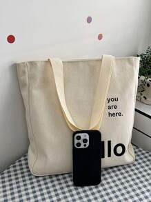 Bolso tote estilo minimalista de hombres con con patrón de letra - Blanco - Ver 7