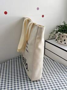 Bolso tote estilo minimalista de hombres con con patrón de letra - Blanco - Ver 3