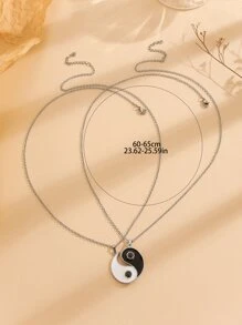 ATLVXJL Bộ 2 mặt dây chuyền hình Âm Dương đính hạt trang trí, dây thép không gỉ, quà tặng ngày Valentine. - Nhiều màu - Xem 5