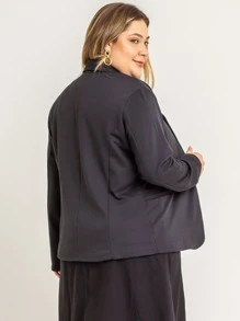 Plus Size Blazers - 黑色 - 查看 2