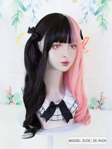 Dài Quăn Bộ tóc giả tổng hợp Cosplay Tóc mái - Hai tông màu - Xem 3
