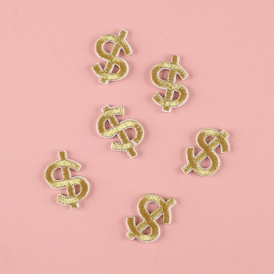 6入組/套刺繡徽章和熨燙八角形織物貼花貼紙裝飾適合DIY服裝褲帽包鞋手機殼，金幣 - 彩色 - 查看 1