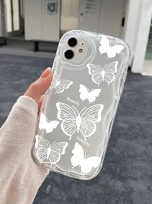 蝴蝶图案透明手机壳，国际版，非国内版 - 無色 - 查看 3