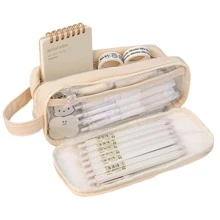 Hộp đựng bút chì có thể nhìn thấy dung lượng lớn trong suốt cho trường học - trắng - Xem 1