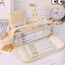 Hộp đựng bút chì có thể nhìn thấy dung lượng lớn trong suốt cho trường học - trắng - Xem 3