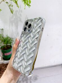 編織圖案電鍍手機殼 - 銀色 - 查看 4